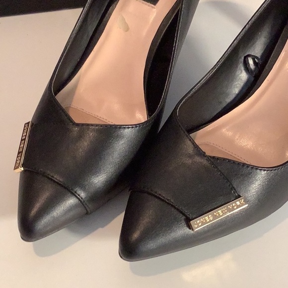 Jones New York Signature Black Faux Leather Pointed Toe Slip On Pump Heel Sz 7 - Picture 9 of 12